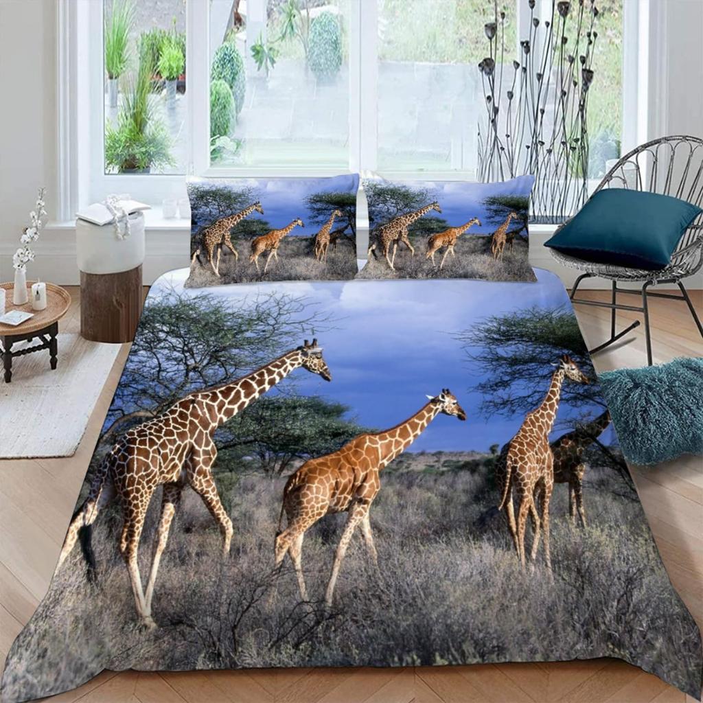 Giraffe Duvet Covers for Boys Girls Quilt Covers Lightweight Down Room Decor Queen King Size 2 Pillowcase 1 Duvet Cover No Quilt