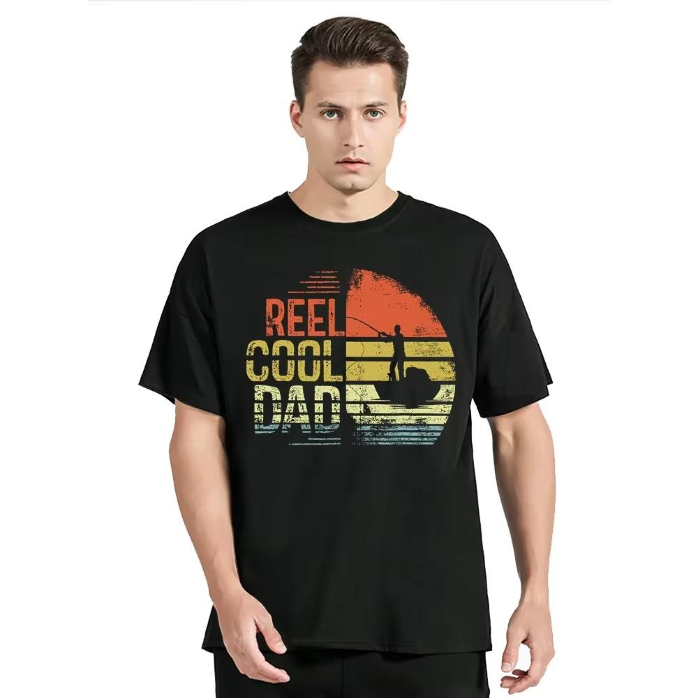 Reel Cool Dad Print T-shirt Men's Funny Fishing Tshirt Homme Harajuku Father's Day Gift T Shirt Oversized New  O-neck Tops
