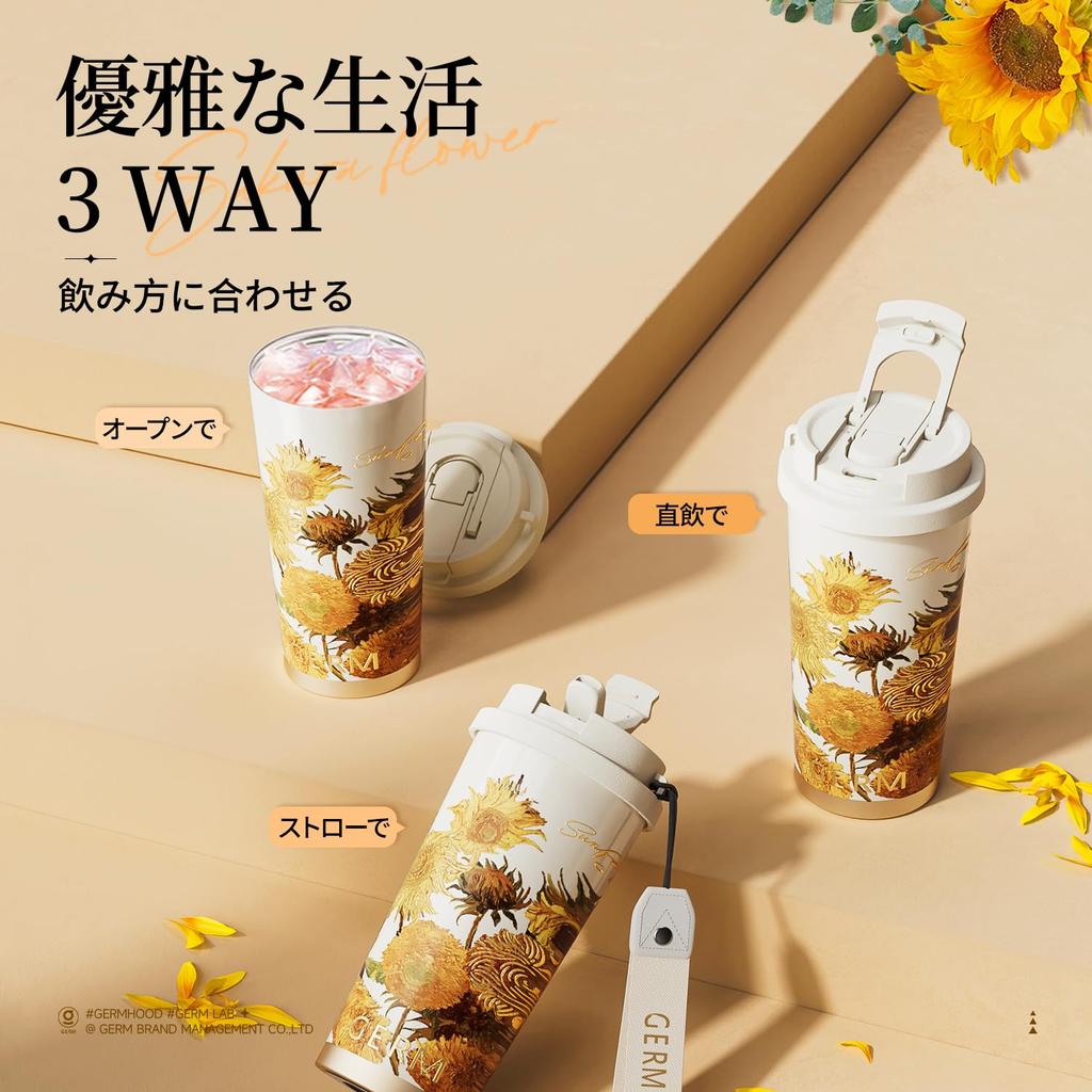 GERM Tumbler Mug Bottle 500ml Coffee Stainless Steel 316L 2WAY Vacuum Insulated Leak Proof Multilayer Structure Comes with Straw Comes with Lid Comes