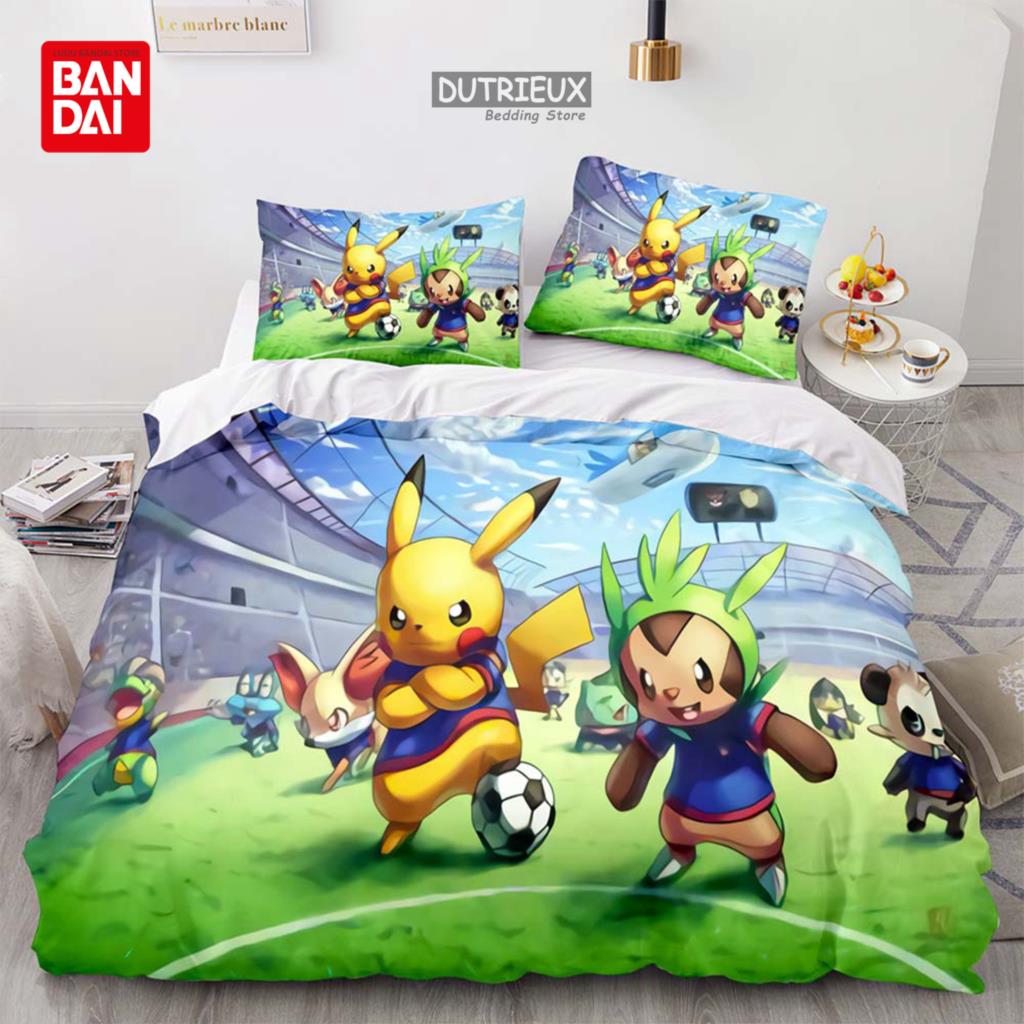 3D Pokemon Bedding Set Pikachu Duvet Cover Quilt Cover Pillowcase Double Queen King Size Kids Bedroom Home Textile