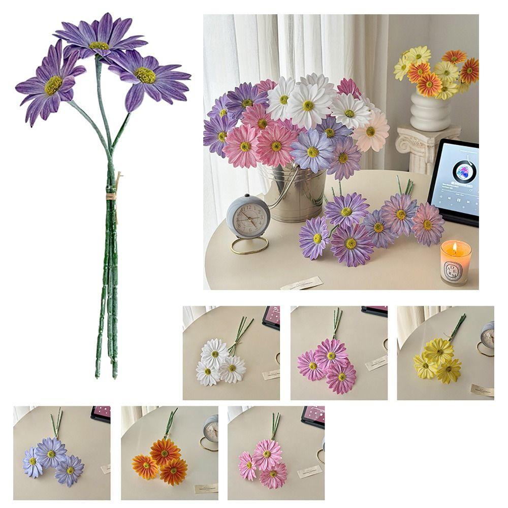 3PCS/Bundle 3D Printed Simulation Flower Chrysanthemum Multicolor Faux Flower Wedding Decor