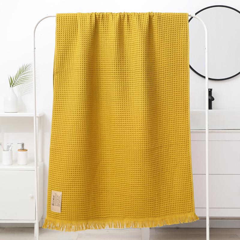 1pc of Pure Cotton Oversized Bath Towel, Soft Multi-color Tassel Beach Towel, Shawl Waffle Weave, Adult 90*180 Honeycomb Bath Towel, Blanket Nap Mat