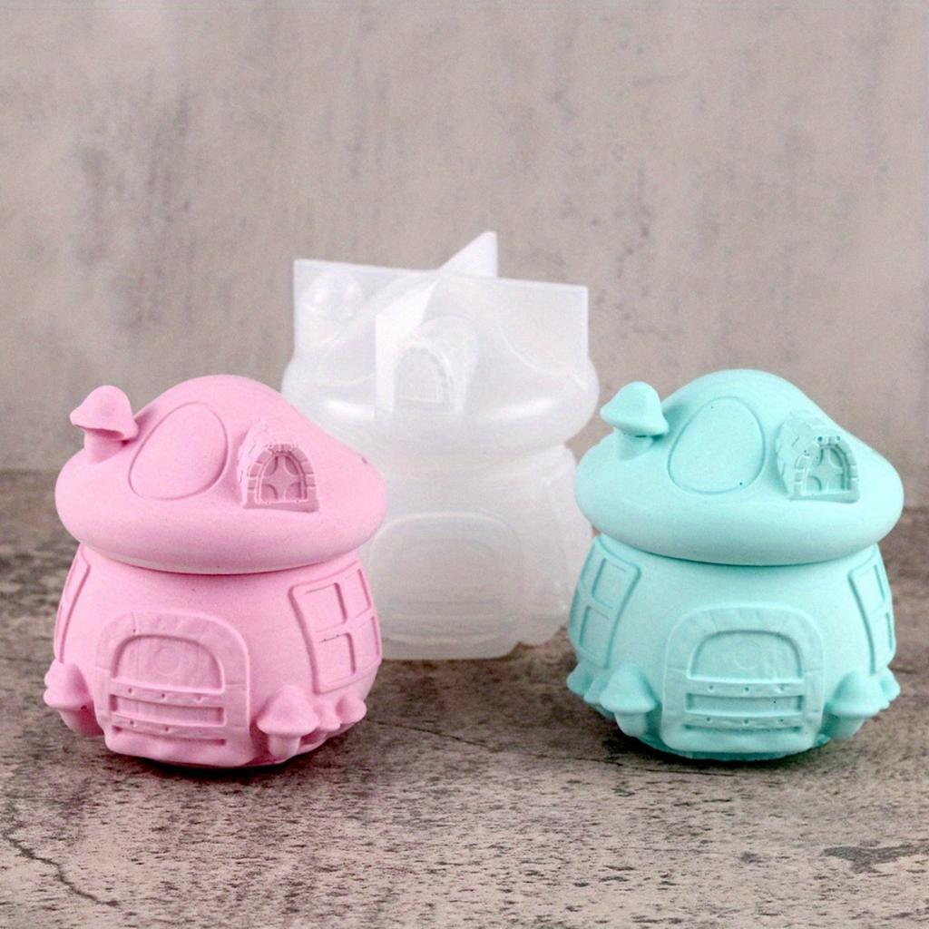 1Pc DIY Mushroom House Jar Silicone Molds Crystal Plaster Storage Box Jewelry Molds Epoxy Resin Candle Holder Home Decor