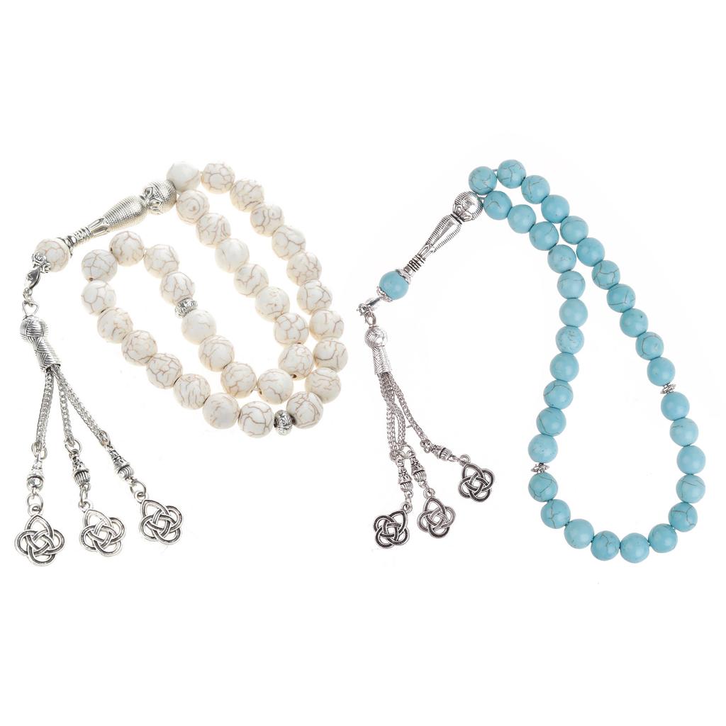 33 Segens-Gebetsperlen Armband Religiöser Anhänger Türkis-Perle Unisex