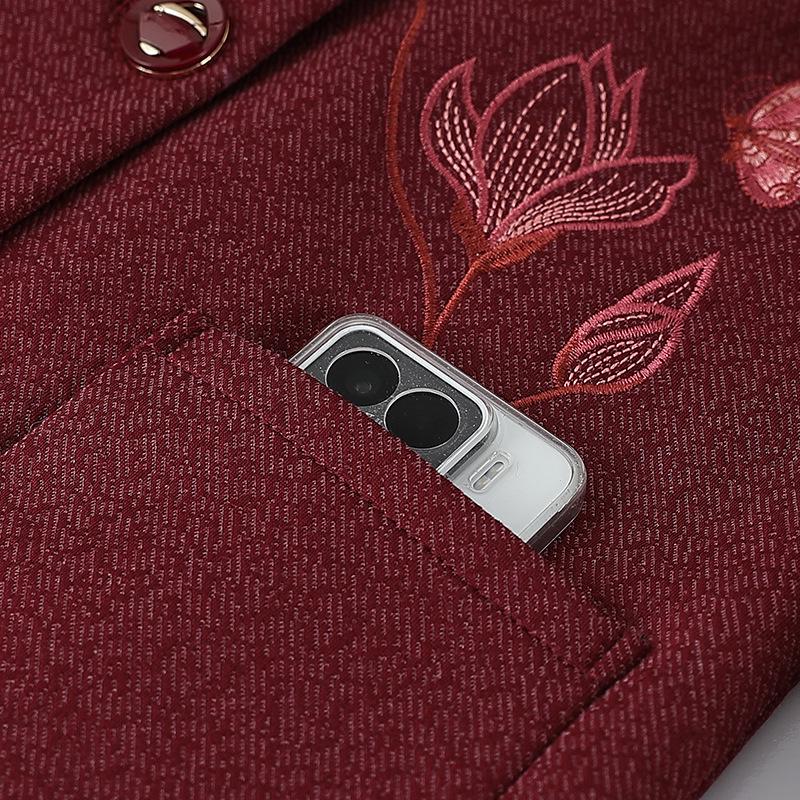 2026 Spring New Arrival Women's Plus Size Embroidered Mid-length Jacket for Middle-Aged & Elderly Moms