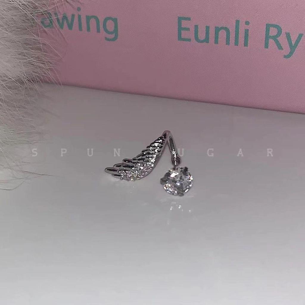 Elegant Titanium Angel Wing Helix Piercing with Diamond Stud for Women