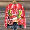 Ladies' Christmas Printed Long Sleeved Round Neck Hoodie Loose Top