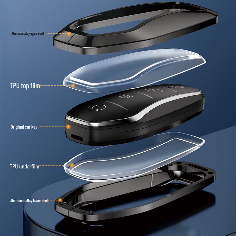 BYD Aluminum Alloy Car Key Case for Qin Pro, Song Pro, Tang, Han - High-End Metal Key Shell Set