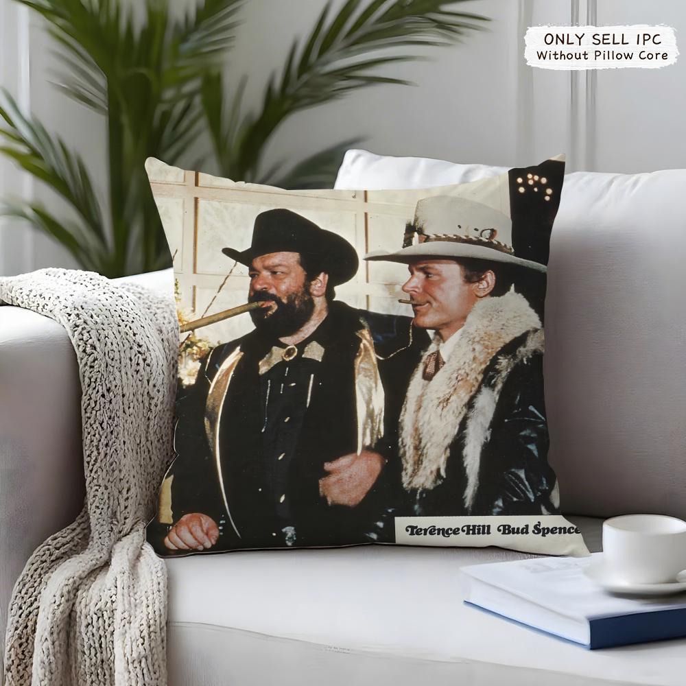 Tterence Hill Bud Spencer Cushion Cover Square Short Plush Pillow Case Living Room Sofa Home Decor Funda X