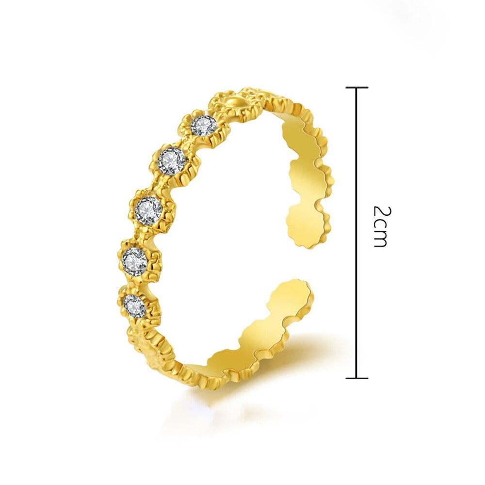Stainless Steel Rings For Women Men Vintage Adjustable Zircon Thin Finger Ring Wedding Trendy Jewelry