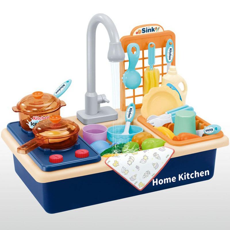 Children'S Electric Circulating Water Washing Basin, Kitchen Cooking Set, Playing House Washing Table Toys