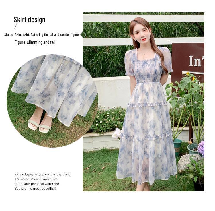 Summer French Floral Long Dress: Slimming, Elegant, Sweet Princess Style