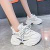 Fashion Thick Sole Women Breathable Leather Sneakers Fashion 8CM Heels High Platform Outdoor Sport Dad Shoes Trainers White Chunky Shoes