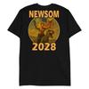 Gavin Newsom 2028 Bold Patriotic Leader Riding Dinosaur T-Shirt