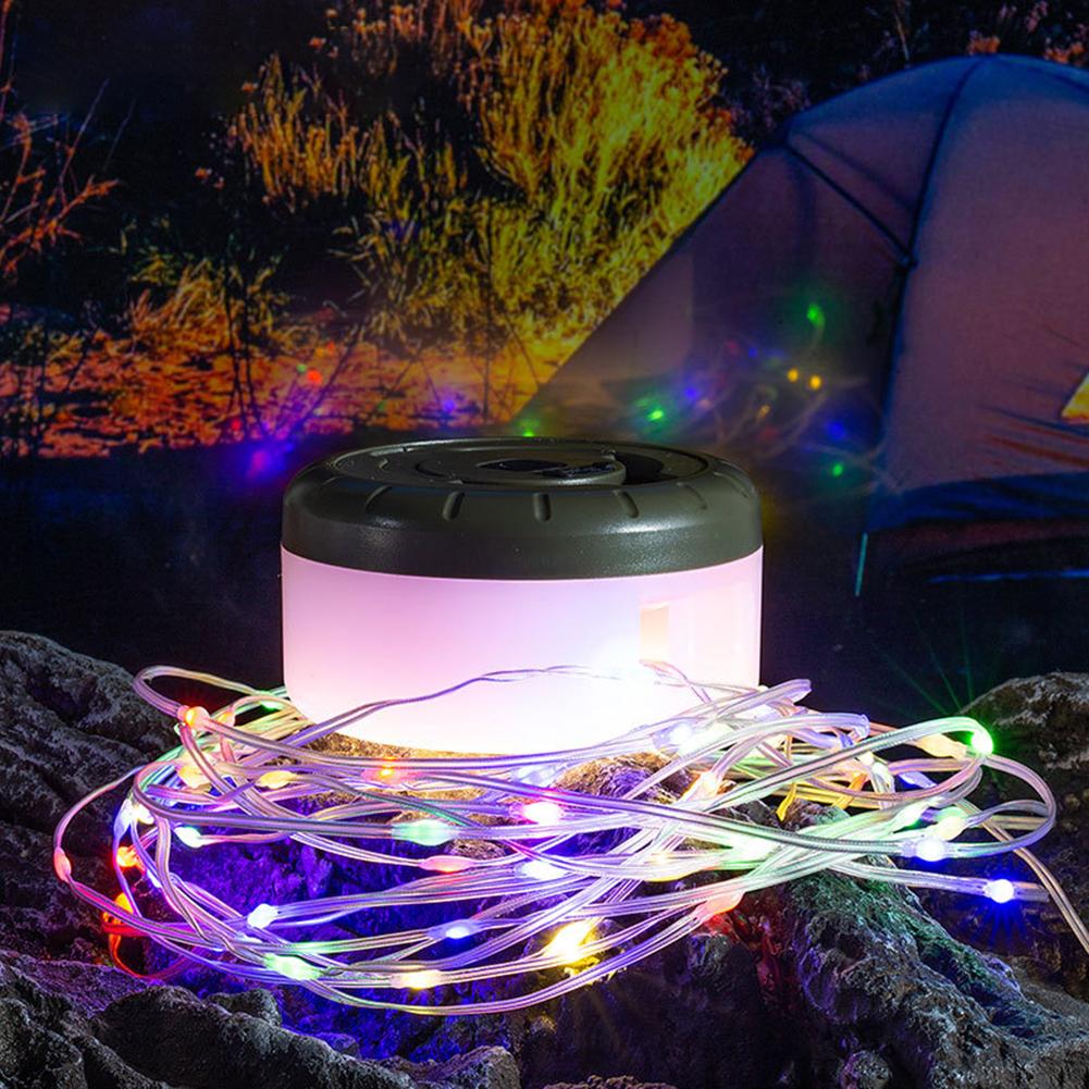 Camping String Lights 1800mAh Tent String Lights 5 Light Modes Dimmable Camping Light Adjustable Brightness for Hiking Emergency