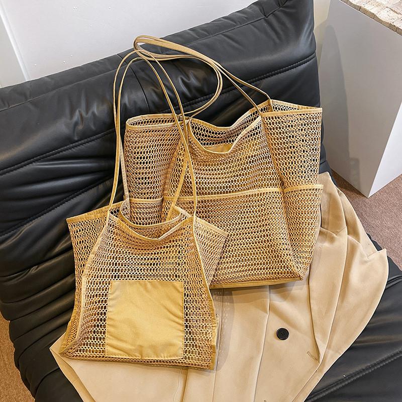 Fashionable Summer Woven Shoulder Bag Ideal For Beach And Casual Everyday Use Khaki,Small