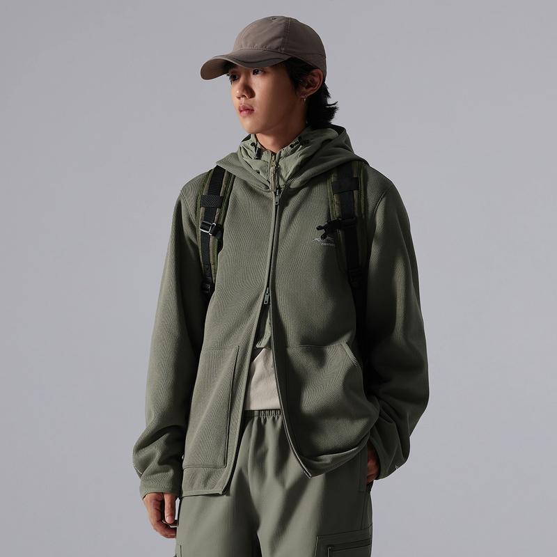 Li Ning CF Suo Zipper Hoodie Long Sleeve Fleece Far Infrared Warm Sweatshirt Unisex Hoodies Luo-Yan-Green AWDU967-4