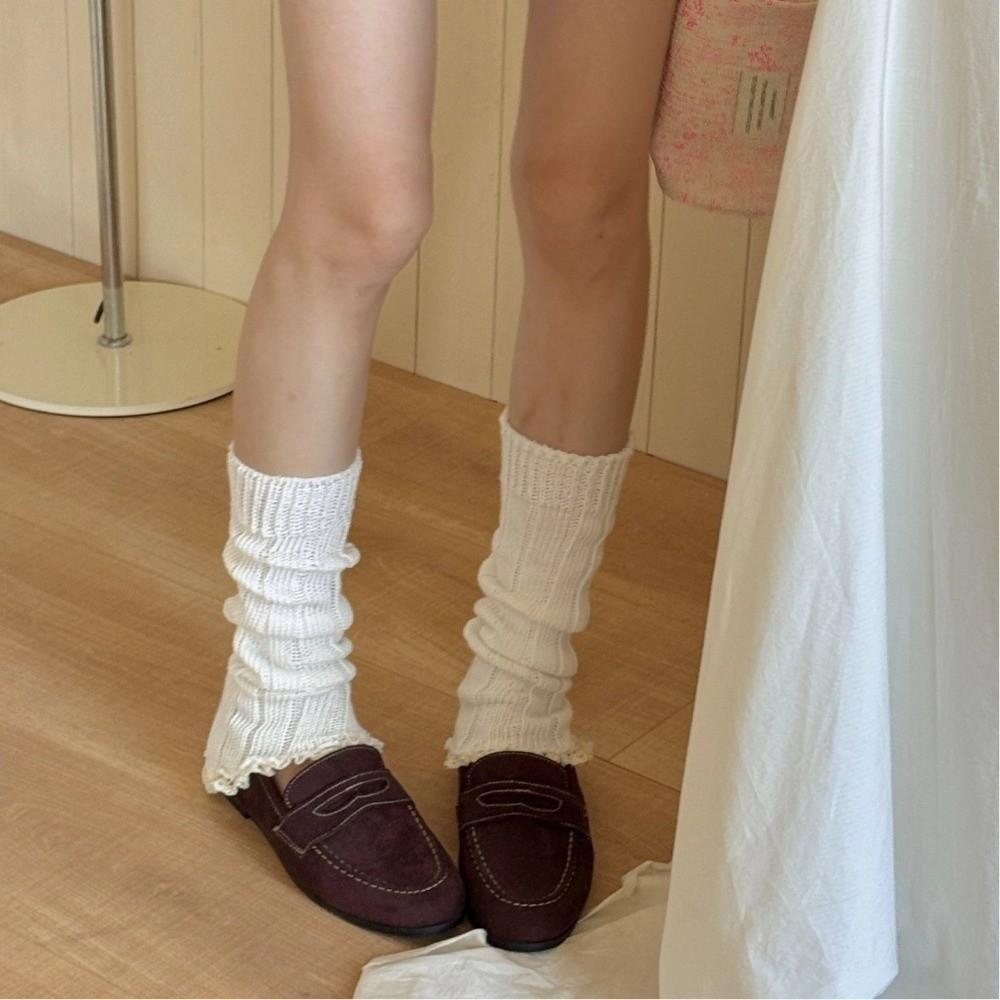 Y2K Pletené návleky na nohy Jednobarevné Dlouhé podkolenky Sladké ponožky do bot Podzim a Zima