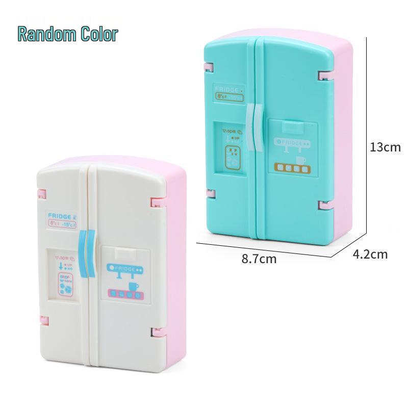 

Mini Double Door Refrigerator Dollhouse Role-Playing Toy with Miniature Food Ornaments розовый