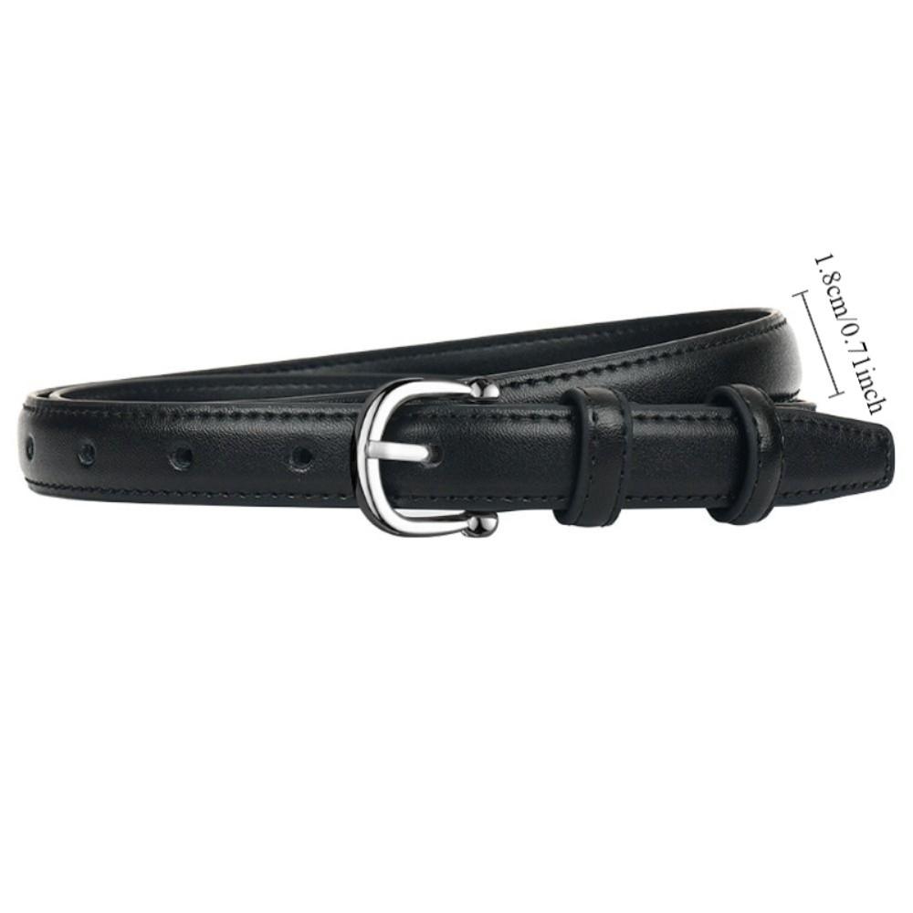 Alloy Buckle Leather Fashion Belt Slender Strap PU Leather Waist Belt Adjustable Belt Accessories Korean Style Waistband Daily