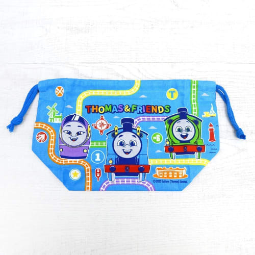 OSK Thomas the Tank Engine Drawstring Lunch Bag, Made in Japan, Stylish, Cute, Simple, Easy to Use, Easy to Access, Unisex, for Kids and Elementary Sc