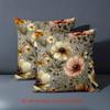 Rustic Floral Pattern Decorative Throw Pillow Cover 2D Printed Polyester Sofa Cushion Case for Living Room Home Decor