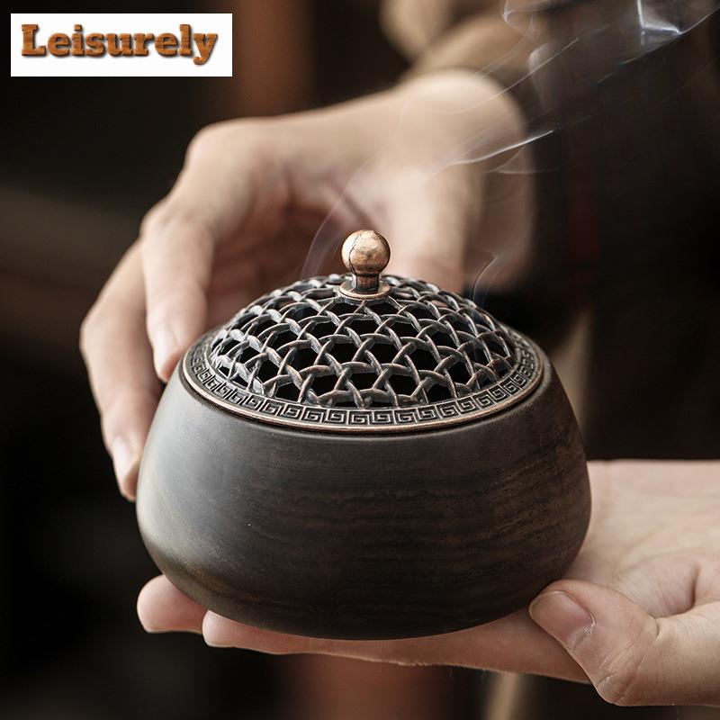 Zen Sandelholz Runder Räucherhalter Antike Räuchergefäße Mückenspiralhalter Duftende Aromatische Kerzen Trinkgeschirr Ornamente