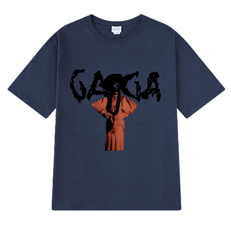 2025 New in Lady Gaga Orange Pose Graphic T shirt Men Women vintage Hip Hop streetwear Unisex 100% Cotton short sleeve T-shirts
