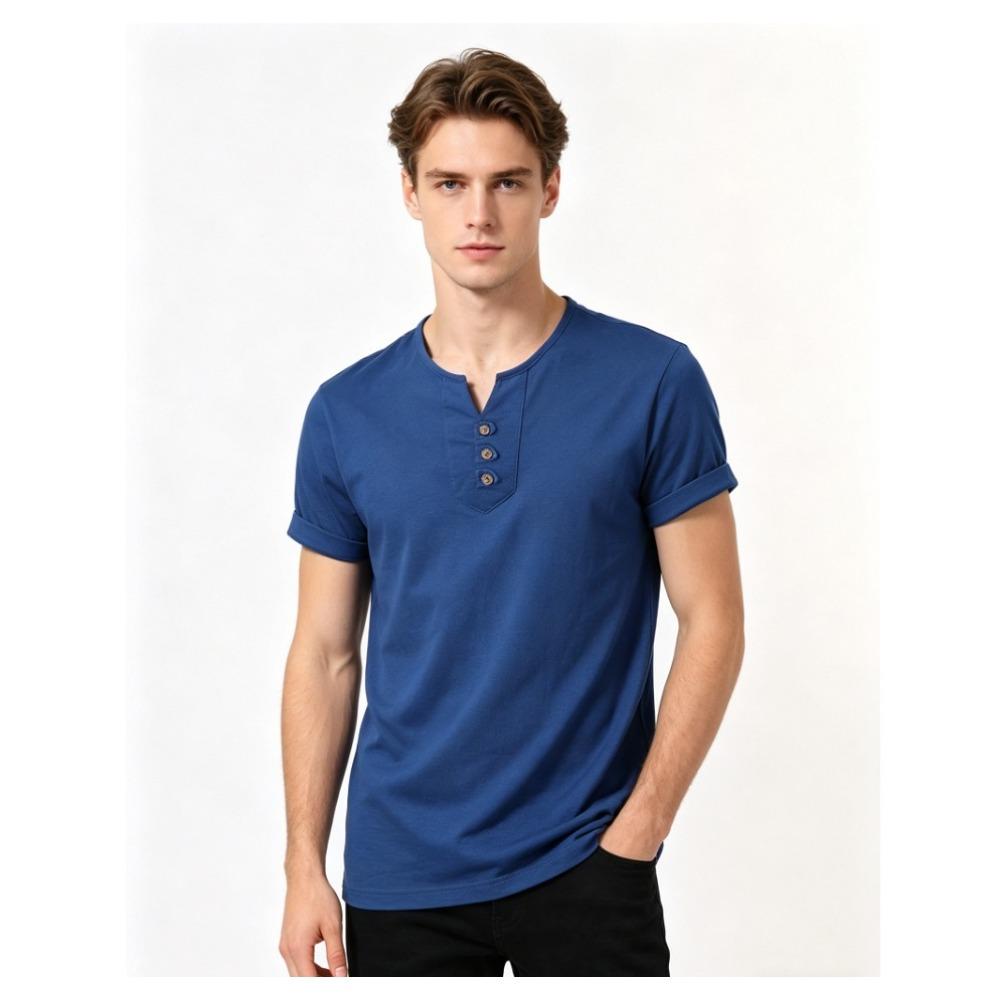 Men's Plus Size Henley Shirt (Up To 8XL) - 95% Cotton Short Sleeve Casual T-Shirt with Button Placket - Big and Tall Summer Top
