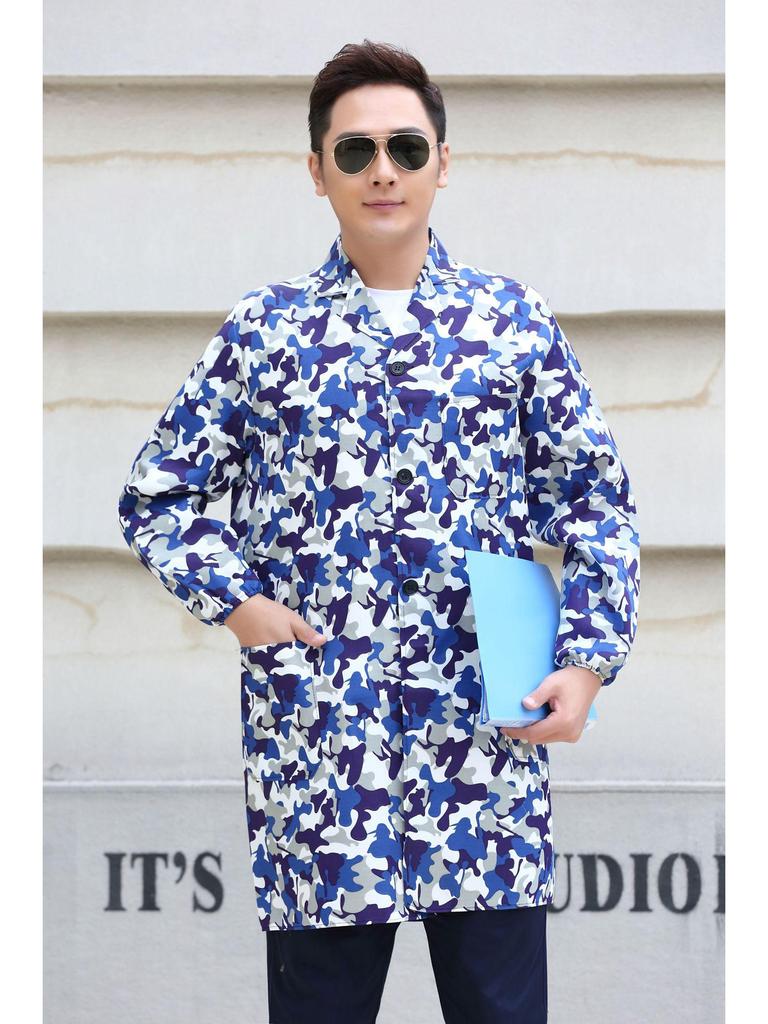 Blue Dustproof Long-Sleeve Work Gown for Men & Women