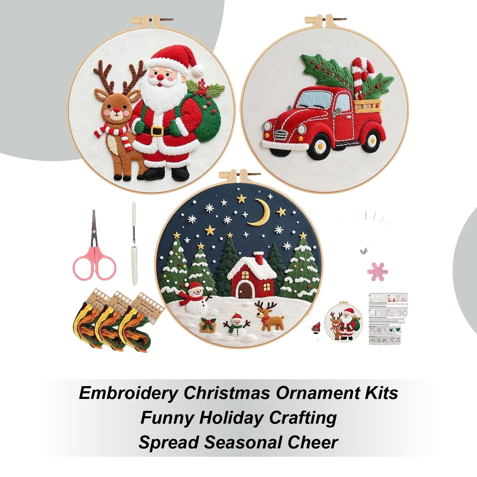 Christmas Embroidery Kits For Beginners Festive Stamped Complete Beginners Embroidery Set Including Hoop For Women Girls Mom China Mainland