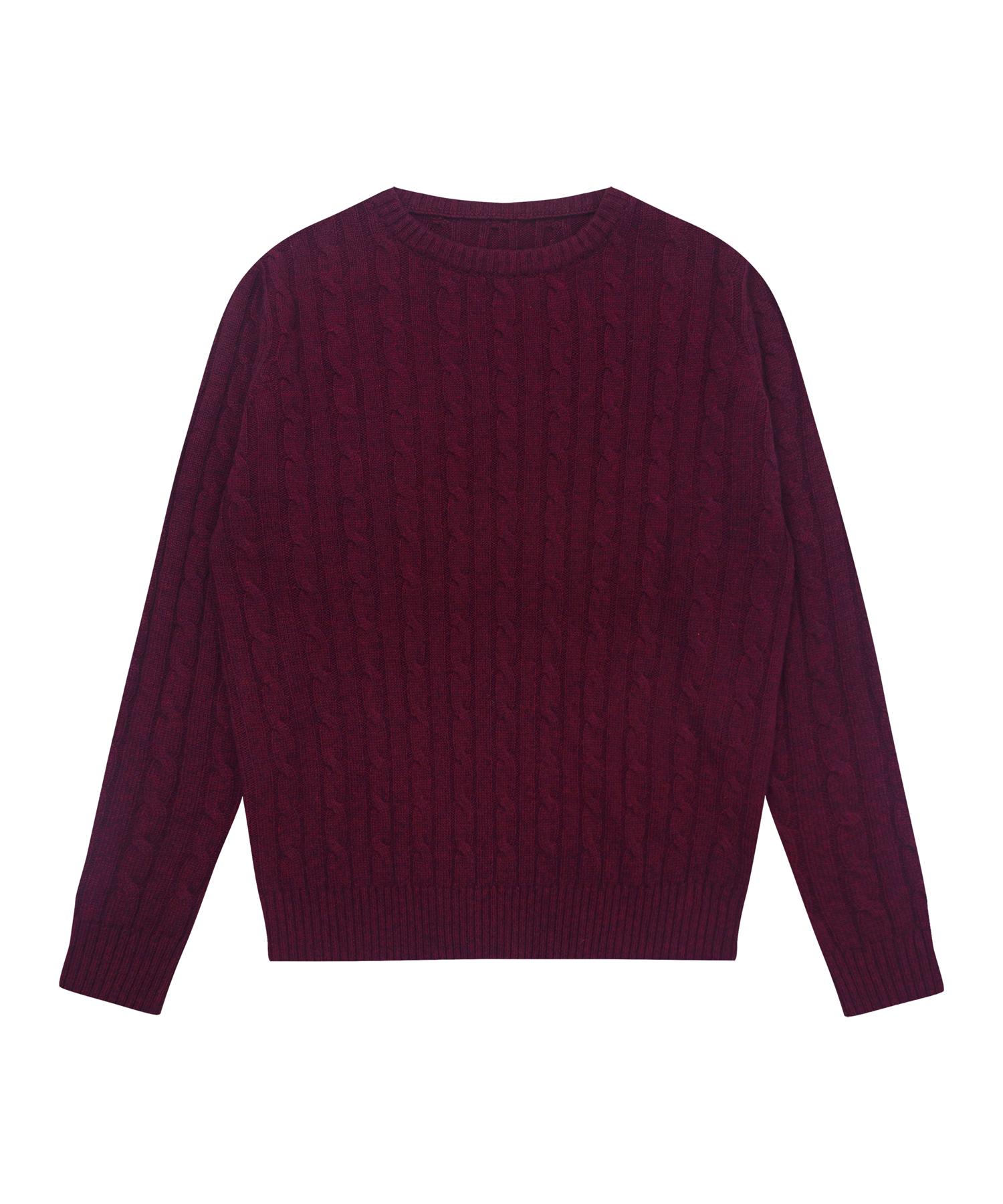 Soru Round Cable Sweater_Wine Wine/L