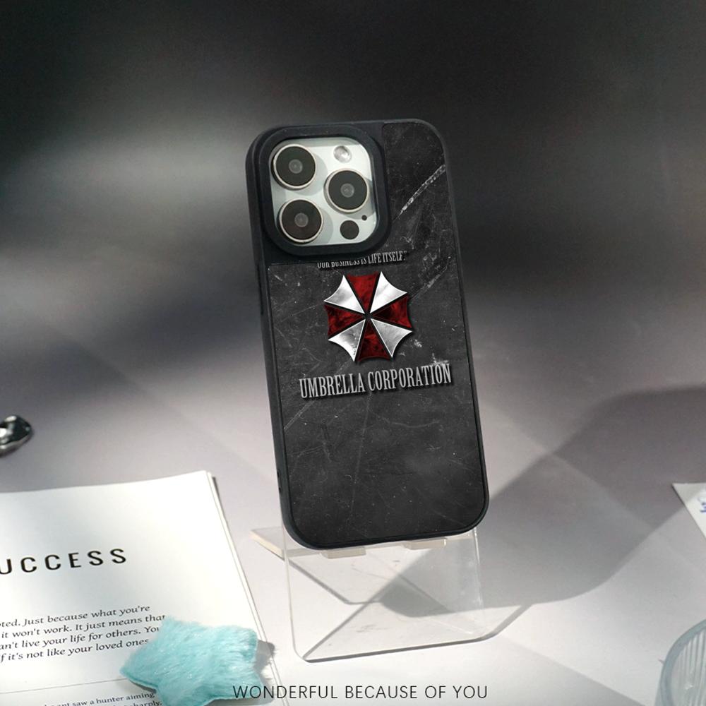 Classic Evil Umbrella cool pattern design Phone Case for iPhone 17 16 15 14 13 12 Pro Max Sheepskin Silver-edged protective case