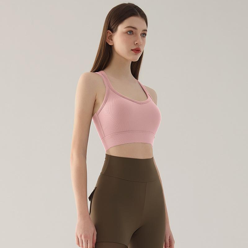 

Женский спортивный бюстгальтер кросс-кантри: U-образный, поддерживающий, ударопрочный жилет для йоги, красивый дизайн спины. Small розовый