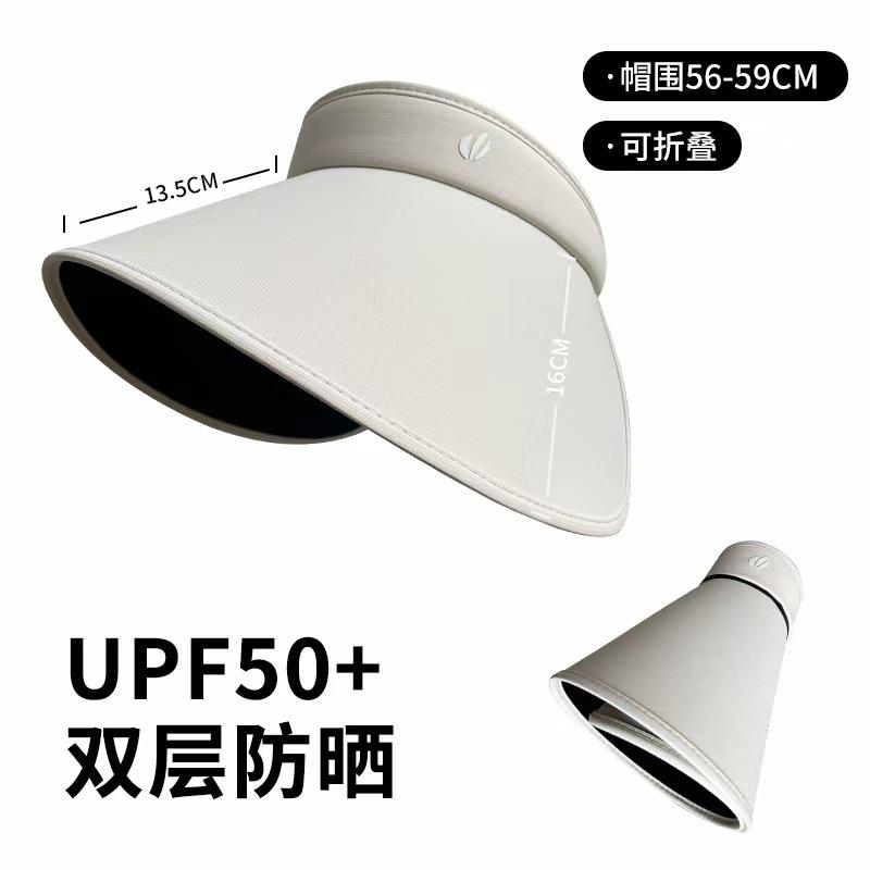 

Wide-brimmed open-top sun protection hat for women, summer wrap-around UV protection sun hat, full-face ice silk sunshade hat Adjustable