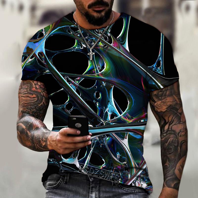 2025 Brand Men's Summer Short Sleeve Three-dimensional Pattern 3d Printing Men's T-shirt Trendy Streetwear