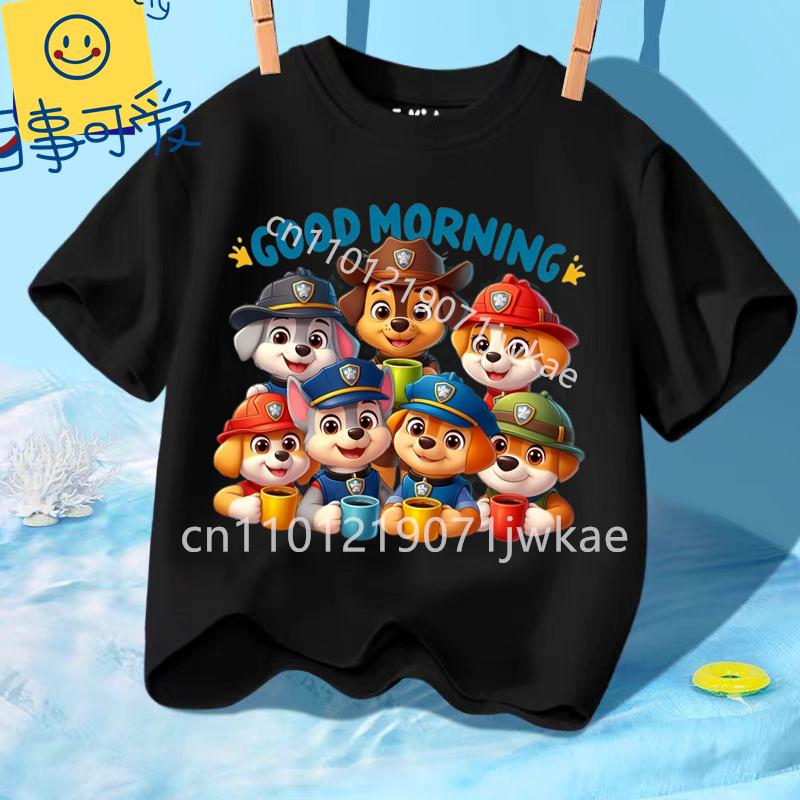 Paw Patrols Girl Boys T Shirt Cartoon Skye Short Sleeve Tops Summer Kids Korean Clothes Baby Casual Tees Cute Birthdays Gifts