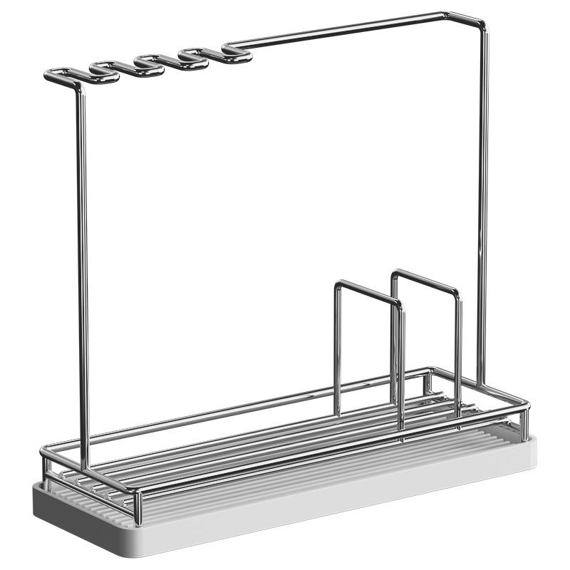 304 Stainless Steel Kitchen Countertop Rag Holder Sink Side Sponge Holder Cleaning Tool Draining Rack
