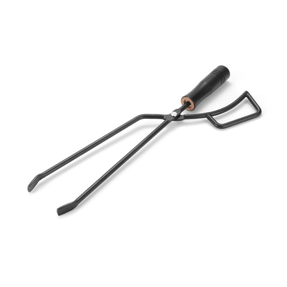 Outdoor BBQ Charcoal Clamp Portable BBQ Iron Fire Tongs Duckbill Fire Tongs Solid Insulated Handle Extended Wood Charcoal Clamp