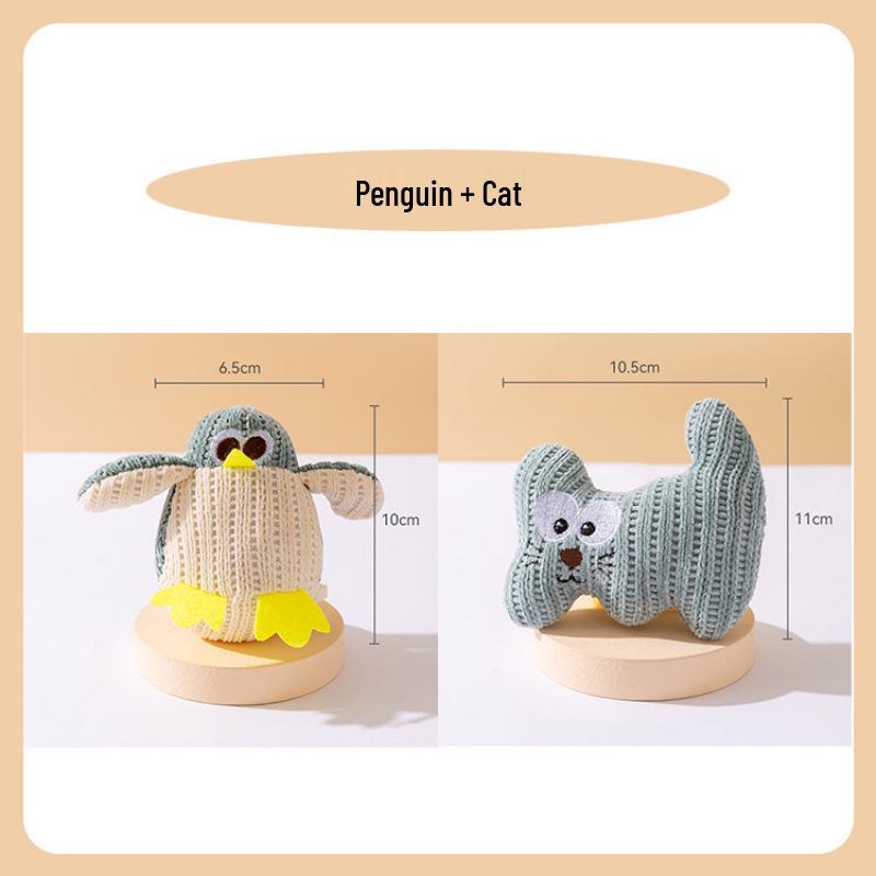 Adorable Catnip Toy for Self-Playing Kittens - Silent Cartoon Teething Toy