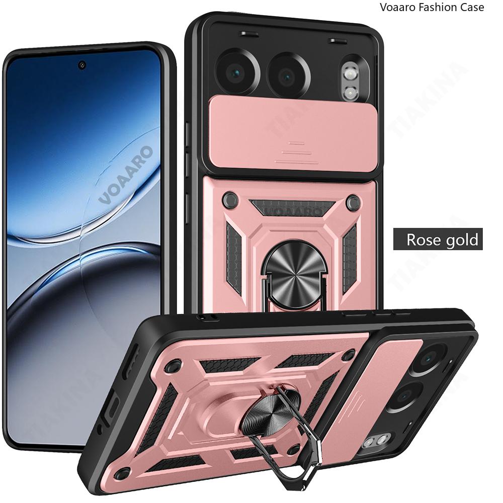 Slide Lens Armor Funda for OnePlus Nord CE4 Lite Case Stand Cover for OnePlus ACE 5 3 Pro 12 13 12R 13R OPPO K12 K12X 5G Case