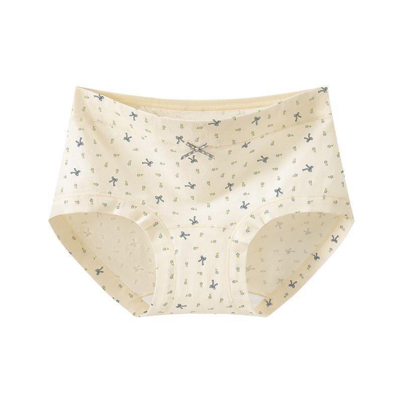 Damen Frühling und Herbst Garten Floral Reine Baumwolle Antibakteriell Bequem Ohne Naht Taille Dreieck Slip