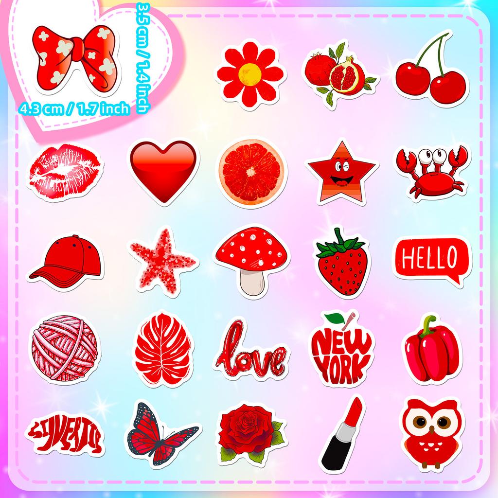100 Small Size 4Cm Red And Black Mixed Vsco Stickers Small Fresh Ins Style Series Yama