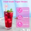 30Pcs Pink Paper Straws for Drinking, Cute Pink Bow Party Straws Bulk for Juice Coffee Tea Cocktail Milkshake
