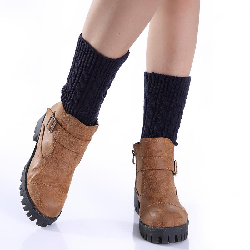 Autumn and Winter Woolen Knitted Warm Leggings Boots New Pattern Short Socks Female