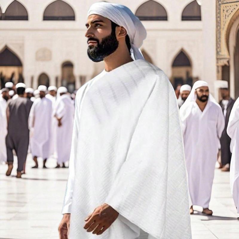 Ihram Handtuch Set Ahram Ehram für Hajj und Umrah Essentials Islamische Kleidung für Männer 110×210 cm (43×82,68 Zoll) Ihram für mich