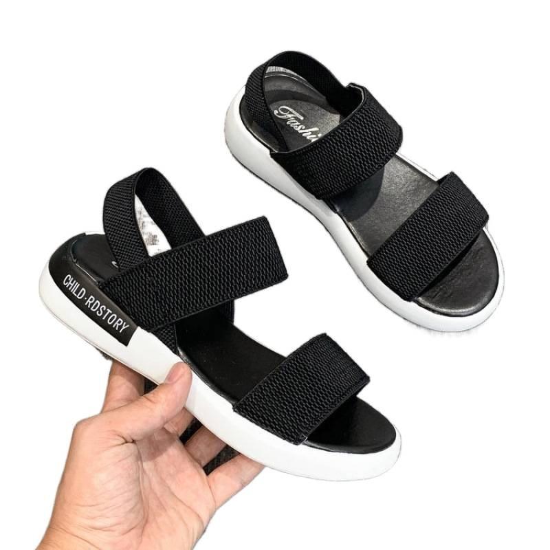 Sports sandals women's elastic elastic 2021 summer new student flat-bottomed outer wear fairy style Roman beach women's shoes