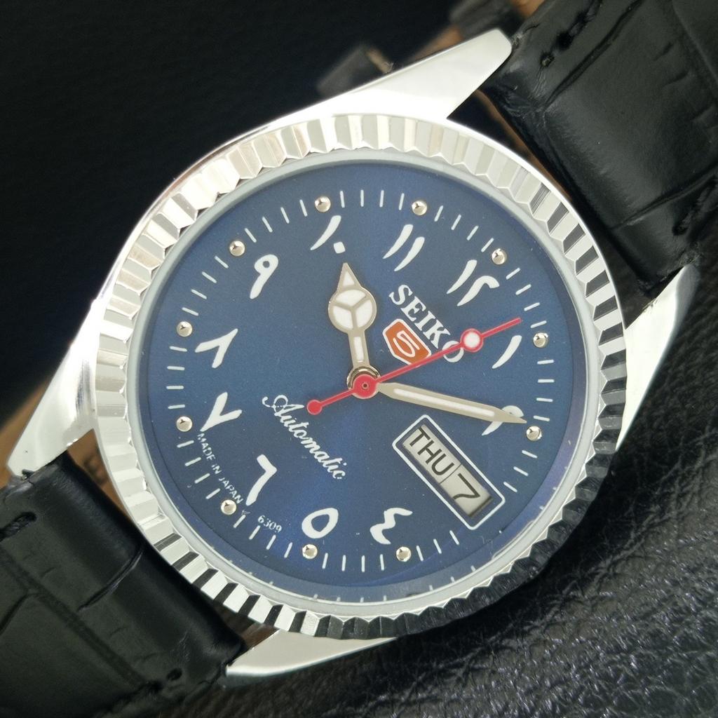 

VINTAGE SEIKO 5 AUTOMATIC 6309A JAPAN MENS REFURBISHED BLUE DIAL WATCH a442474-1