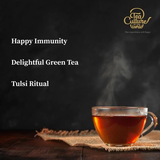 Tea Culture of The World Feel Good | Assorted Green Tea | Delightful Green Tea, Tulsi Ritual, Happy Immunity | 3 Flavors, 21 Tea Bags 21n [ 2g Each ]