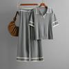 Summer Suit Polo Collar Short Sleeved Fashionable Casual Loose High Waisted Knitted Two-piece Set